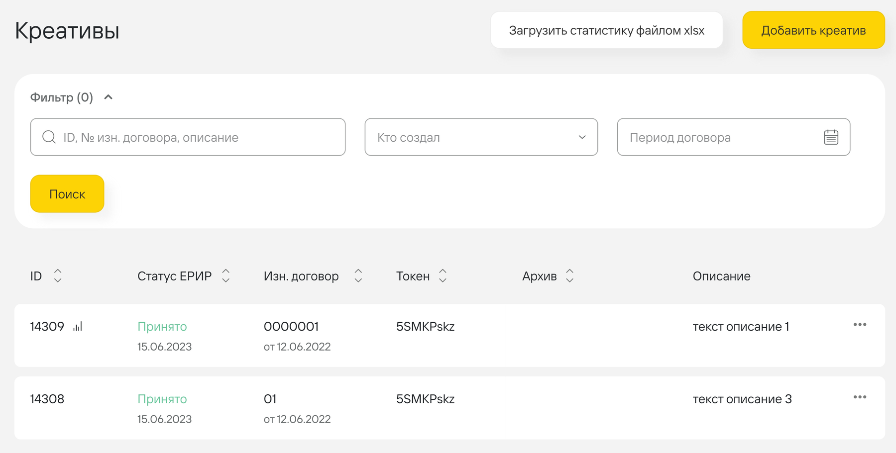Список креативов
